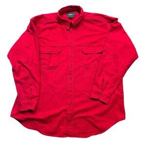 Woolrich Shirt Men's Large Red Button Down Heavy Cotton Canvas Vintage 70s USA